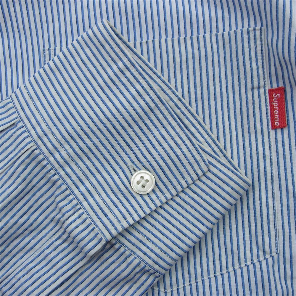 Supreme シュプリーム 12SS  COMME des GARCONS SHIRT Gusset Shirt Red コムデギャルソン ストライプ 長袖 シャツ ブルー系 ホワイト系 L【中古】