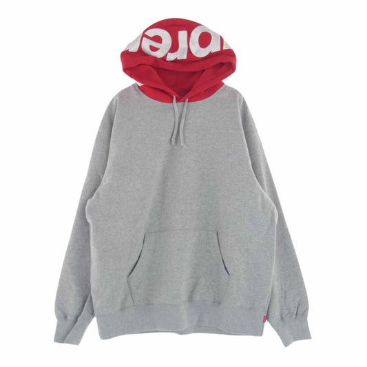 Supreme シュプリーム 21AW Contrast Hooded Sweatshirt コントラスト フーデッド スウェット パーカー  グレー系 XL【極上美品】【中古】