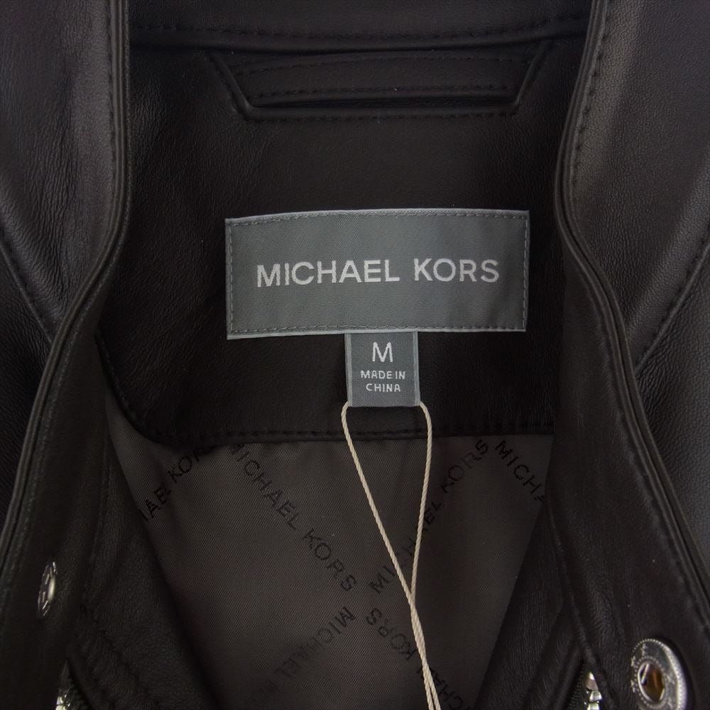 Michael Kors マイケルコース MC57748 ラムレザー シングル ライダース ジャケット ダークブラウン系 M【中古】