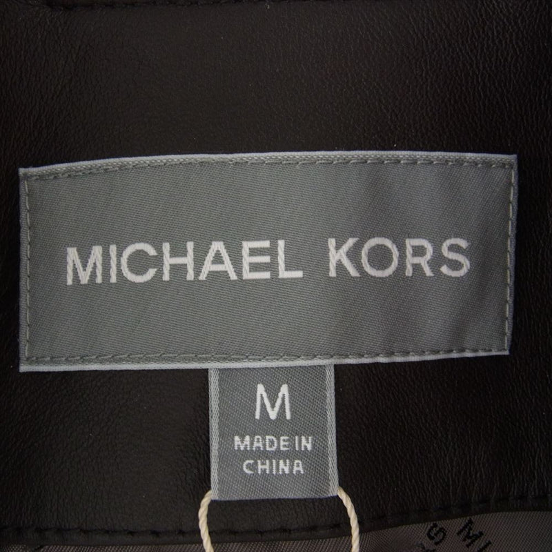 Michael Kors マイケルコース MC57748 ラムレザー シングル ライダース ジャケット ダークブラウン系 M【中古】