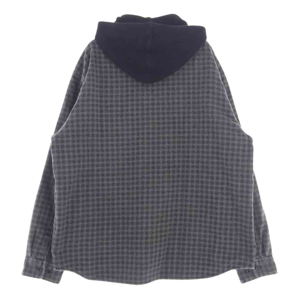 Supreme シュプリーム 22AW Houndstooth Flannel Hooded Shirt 裏地サーマル ハウンドトゥース フランネル フーデット シャツ グレー系 L【中古】