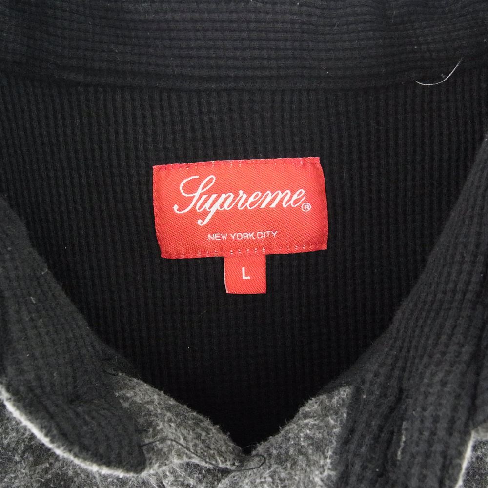 Supreme シュプリーム 22AW Houndstooth Flannel Hooded Shirt 裏地サーマル ハウンドトゥース フランネル フーデット シャツ グレー系 L【中古】