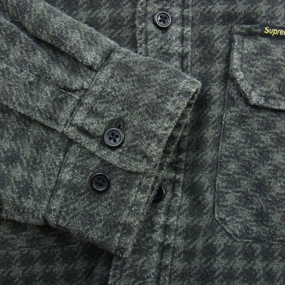 Supreme シュプリーム 22AW Houndstooth Flannel Hooded Shirt 裏地サーマル ハウンドトゥース フランネル フーデット シャツ グレー系 L【中古】