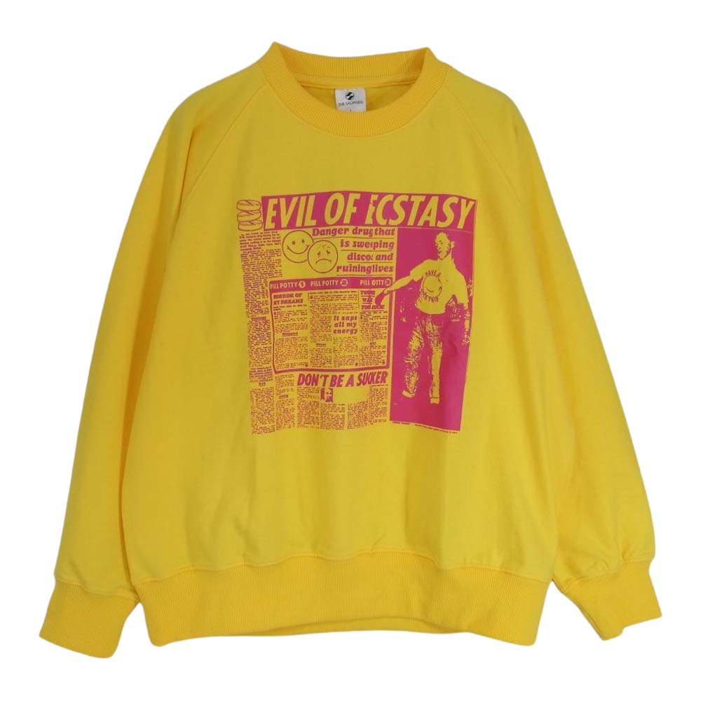 ザ・サルべージズ EVIL OF ECSTASY 長袖 クルーネック スウェット イエロー系 L【美品】【中古】
