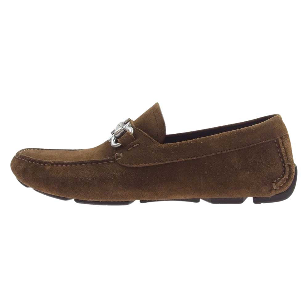 Salvatore Ferragamo サルヴァトーレフェラガモ 745684 PARIGI ECO ウォルナット スエード モックトゥ  ローファー ドライビング  シューズ ライトブラウン ブラウン系 7 1/2【中古】
