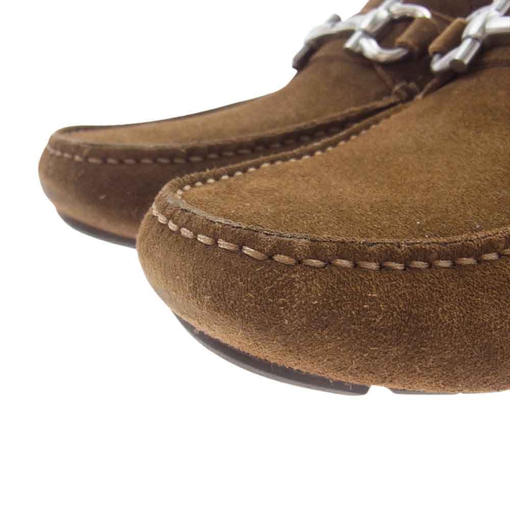 Salvatore Ferragamo サルヴァトーレフェラガモ 745684 PARIGI ECO ウォルナット スエード モックトゥ  ローファー ドライビング  シューズ ライトブラウン ブラウン系 7 1/2【中古】