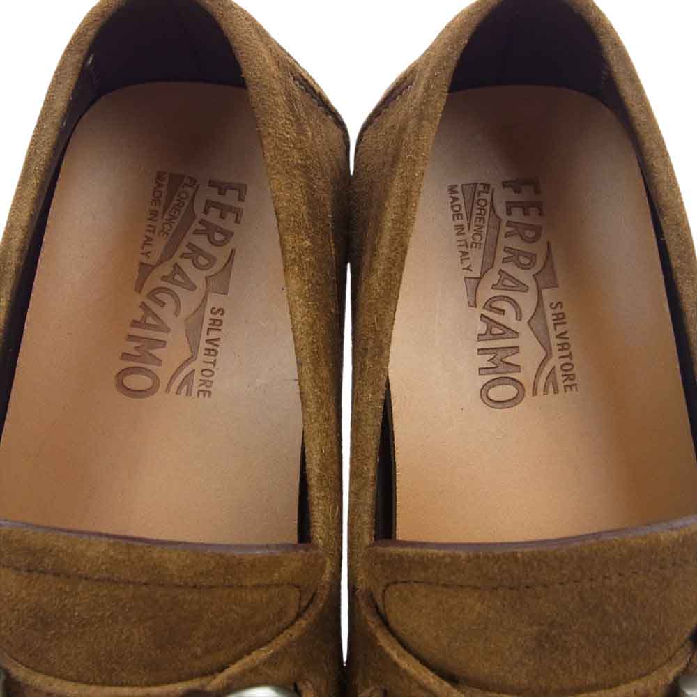 Salvatore Ferragamo サルヴァトーレフェラガモ 745684 PARIGI ECO ウォルナット スエード モックトゥ  ローファー ドライビング  シューズ ライトブラウン ブラウン系 7 1/2【中古】