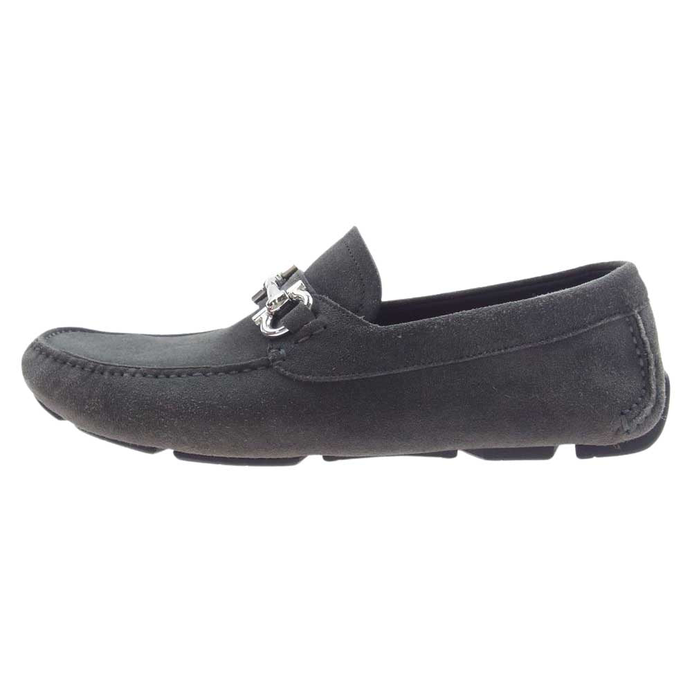 Salvatore Ferragamo サルヴァトーレフェラガモ 745683 PARIGI ECO ウォルナット スエード モックトゥ  ローファー ドライビング  シューズ グレー チャコール系 7.5【中古】