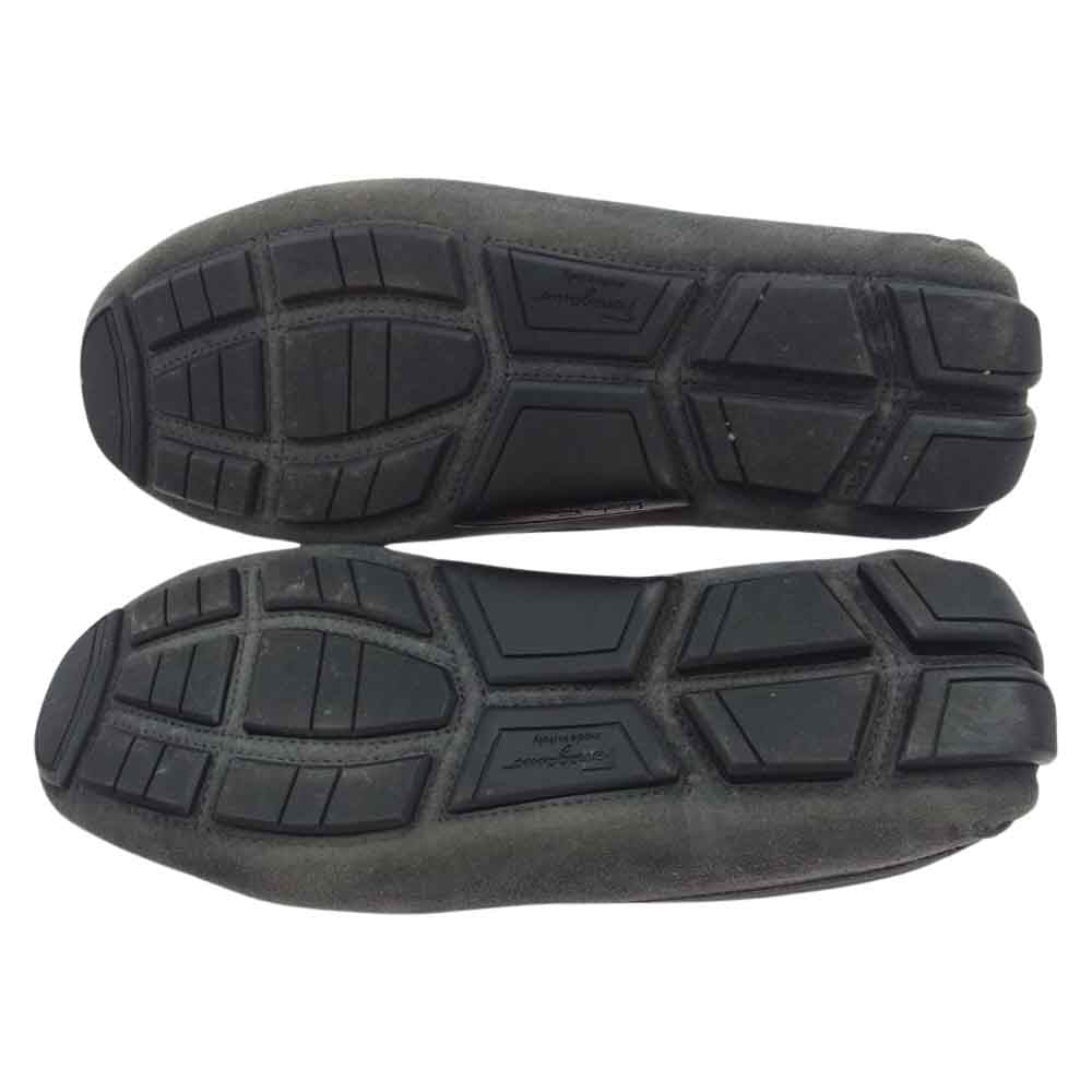 Salvatore Ferragamo サルヴァトーレフェラガモ 745683 PARIGI ECO ウォルナット スエード モックトゥ  ローファー ドライビング  シューズ グレー チャコール系 7.5【中古】