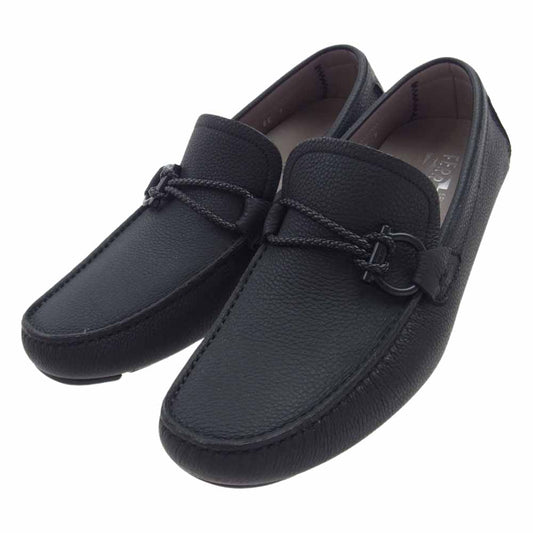 Salvatore Ferragamo サルヴァトーレフェラガモ FRONT フロント レザー ドライビング シューズ ブラック系 7【中古】