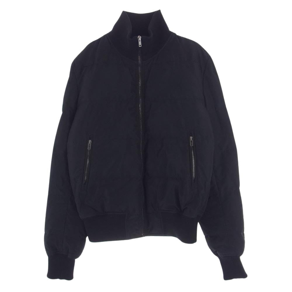 DOLCE&GABBANA ドルチェアンドガッバーナ G9L23T ナイロン ダウン ロゴプレート ジップアップ ブルゾン MA-1 ボンバージャケット ブラック系 44【中古】