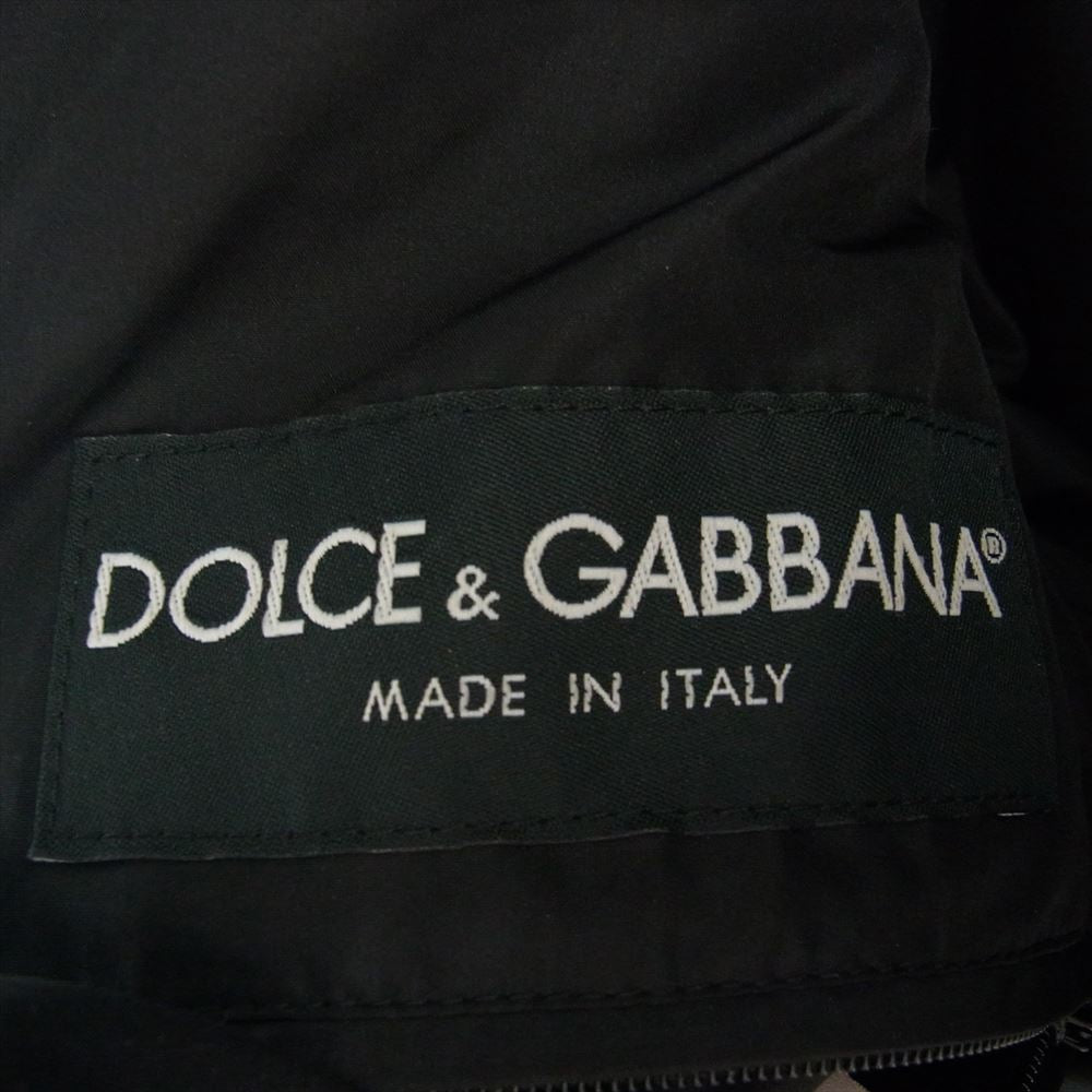 DOLCE&GABBANA ドルチェアンドガッバーナ G9L23T ナイロン ダウン ロゴプレート ジップアップ ブルゾン MA-1 ボンバージャケット ブラック系 44【中古】