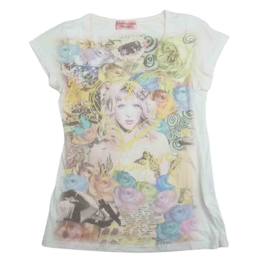 HYSTERIC GLAMOUR ヒステリックグラマー 0113CT12 COURTNEY LOVE コートニーラブ プリント Tシャツ 半袖 オフホワイト系 F【中古】