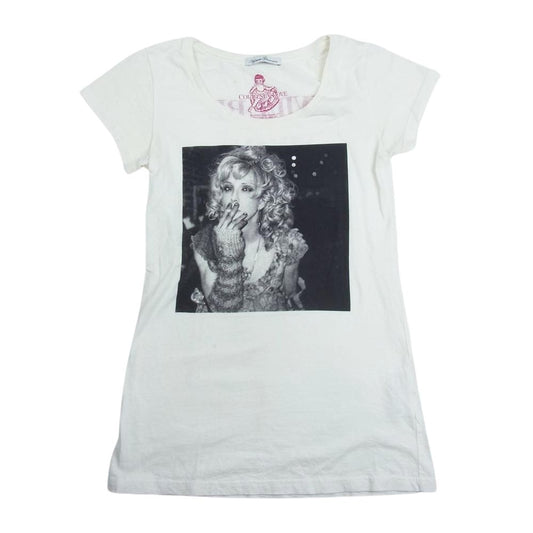 HYSTERIC GLAMOUR ヒステリックグラマー 0102CT23 COURTNEY LOVE コートニーラブ プリント Tシャツ 半袖 ホワイト系 F【中古】