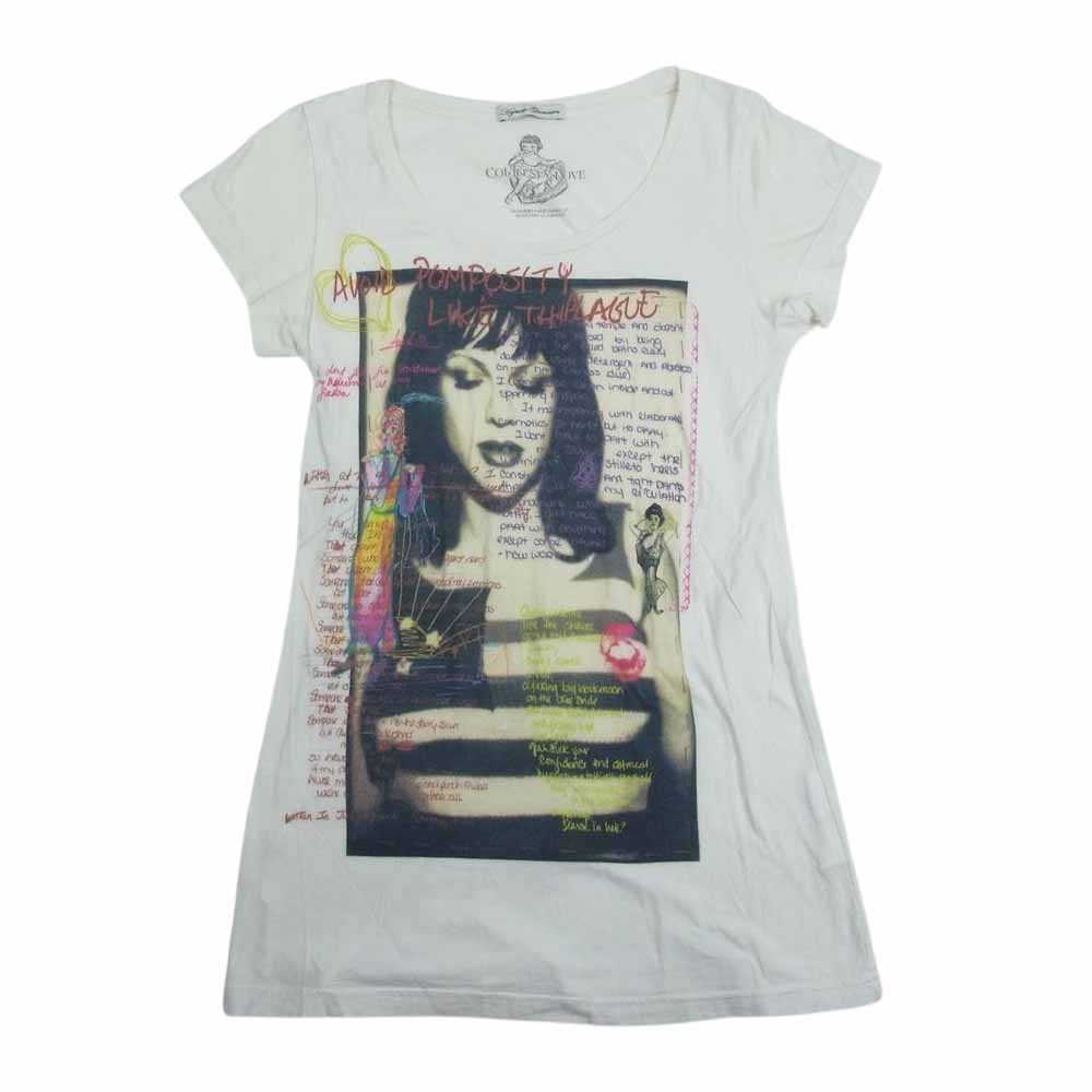 HYSTERIC GLAMOUR ヒステリックグラマー 0193CT12 COURTNEY LOVE コートニーラブ プリント Tシャツ 半袖 ホワイト系 F【中古】