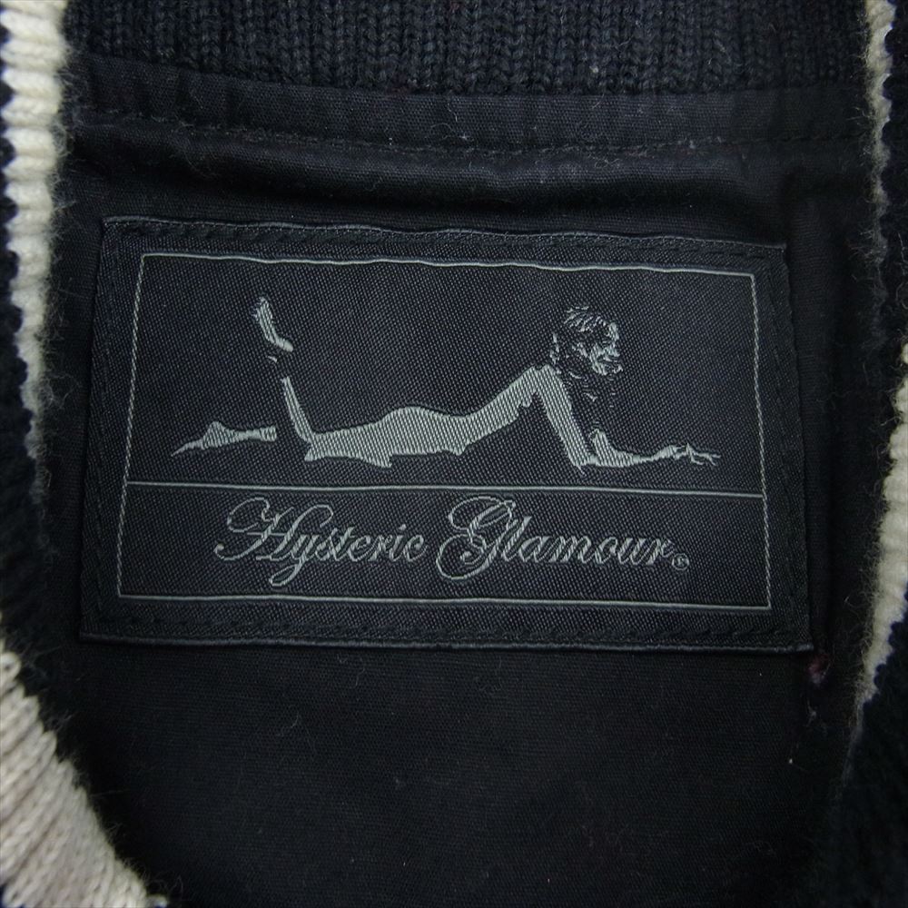 HYSTERIC GLAMOUR ヒステリックグラマー 0121AB03 ロゴワッペン ガール スタジャン ジャケット ブルゾン 袖ラムレザー切替 ブラック系 F【中古】