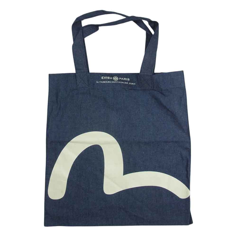 EVISU エヴィス PARIS カモメ ペイント デニム トート バッグ インディゴブルー系【新古品】【未使用】【中古】