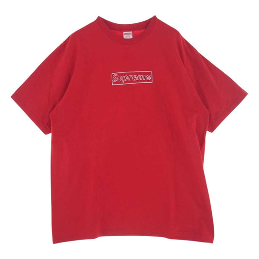 Supreme シュプリーム 21SS  KAWS Chalk Logo Tee カウズチョークロゴ 半袖 Tシャツ レッド系 L【中古】