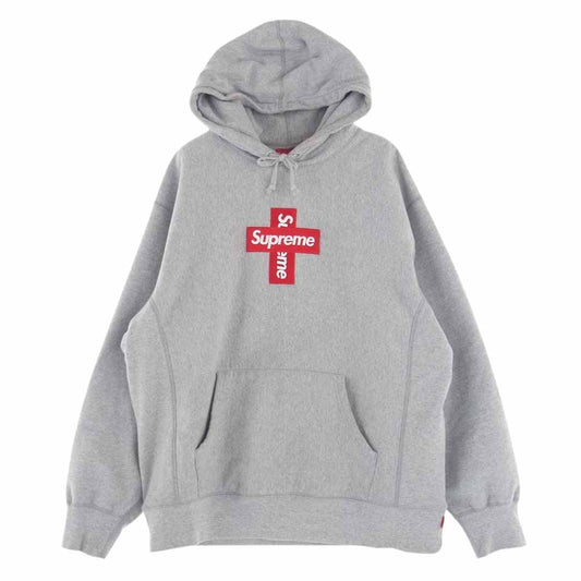 Supreme シュプリーム 20AW  Cross Box Logo Hooded Sweatshirt クロスボックスロゴ フーディー プルオーバー スウェット パーカー グレー系 L【中古】