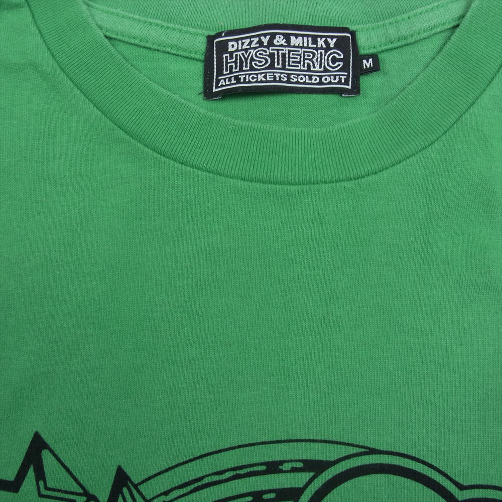 HYSTERIC GLAMOUR ヒステリックグラマー 02221CT30 DIZZY&MILKY SOUND OF THE FUTURE メッセージ プリント 半袖  Tシャツ グリーン系 M【中古】