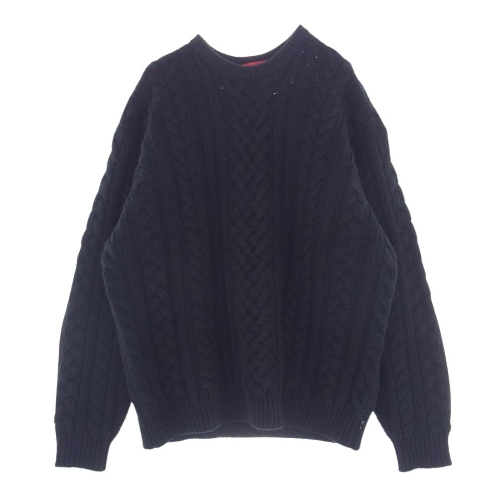 Supreme シュプリーム 23AW Applique Cable Knit Sweater バックロゴ ワッペン ケーブル セーター ニット ブラック系 S【中古】