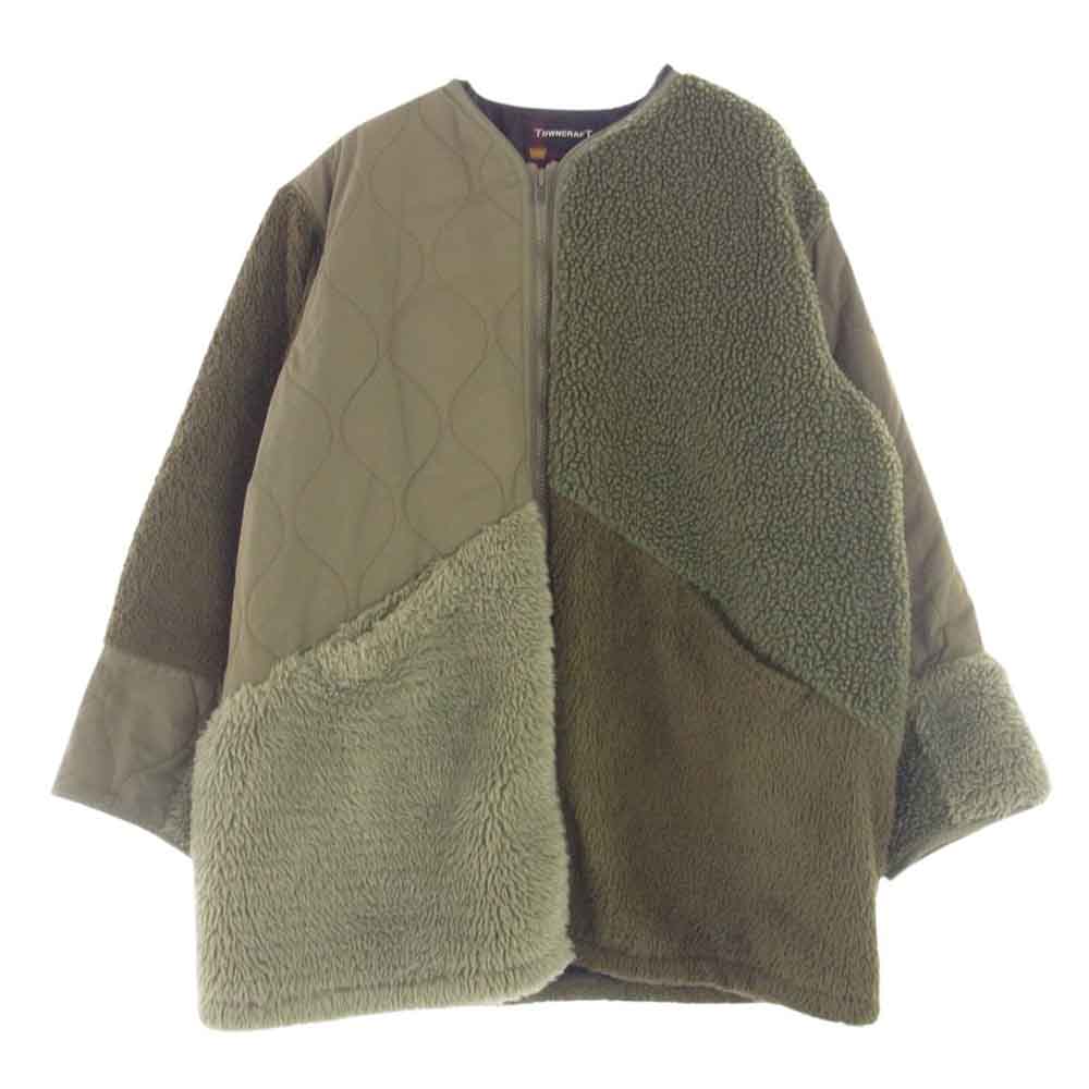 タウンクラフト UNITED ARROWS ユナイテッド アローズ 別注 パッチワーク キルティング 切替 ミリタリー フリース ジャケット グリーン系 M【中古】