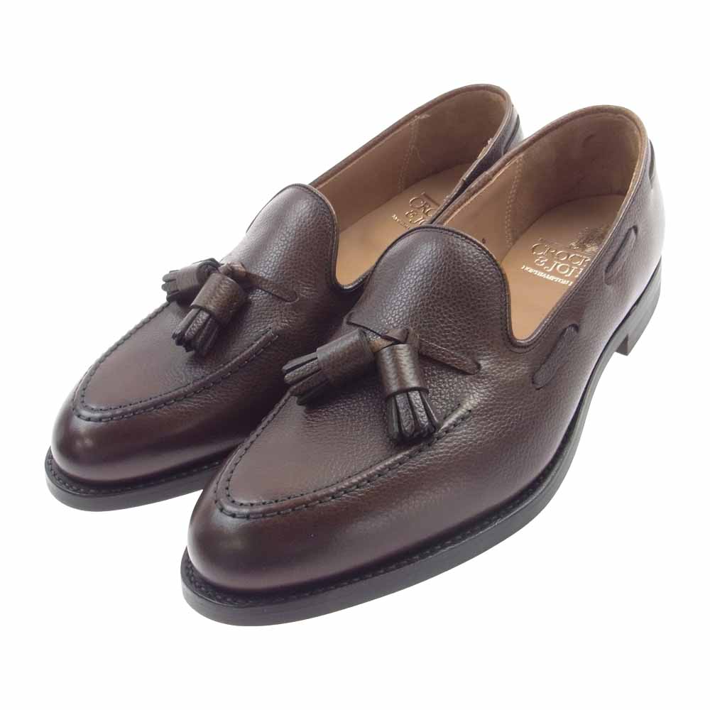 CROCKETT&JONES クロケットアンドジョーンズ 26212AG 21C1  英国製 CAVENDISH3 Dainite キャベンディッシュ ダイナイトソール グレインカーフ タッセル ローファー シューズ  ブラウン ブラウン系 6 1/2 E【極上美品】【中古】