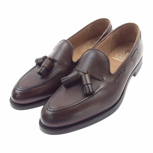 CROCKETT&JONES クロケットアンドジョーンズ 26212AG 21C1  英国製 CAVENDISH3 Dainite キャベンディッシュ ダイナイトソール グレインカーフ タッセル ローファー シューズ  ブラウン ブラウン系 6 1/2 E【極上美品】【中古】
