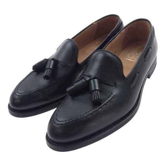 CROCKETT&JONES クロケットアンドジョーンズ 26212AG 21C1 英国製 CAVENDISH3 Dainite キャベンディッシュ ダイナイトソール グレインカーフ タッセル ローファー シューズ ブラック ブラック系 6 1/2 E【極上美品】【中古】