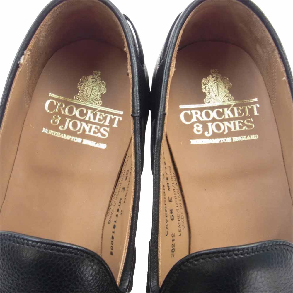CROCKETT&JONES クロケットアンドジョーンズ 26212AG 21C1 英国製 CAVENDISH3 Dainite キャベンディッシュ ダイナイトソール グレインカーフ タッセル ローファー シューズ ブラック ブラック系 6 1/2 E【極上美品】【中古】