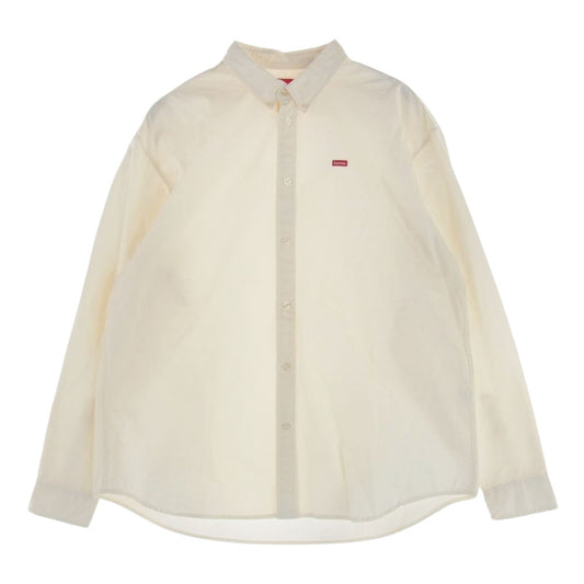 Supreme シュプリーム 22SS Small Box Shirt スモールボックスロゴ ボタンダウン 長袖 シャツ オフホワイト系 L【美品】【中古】