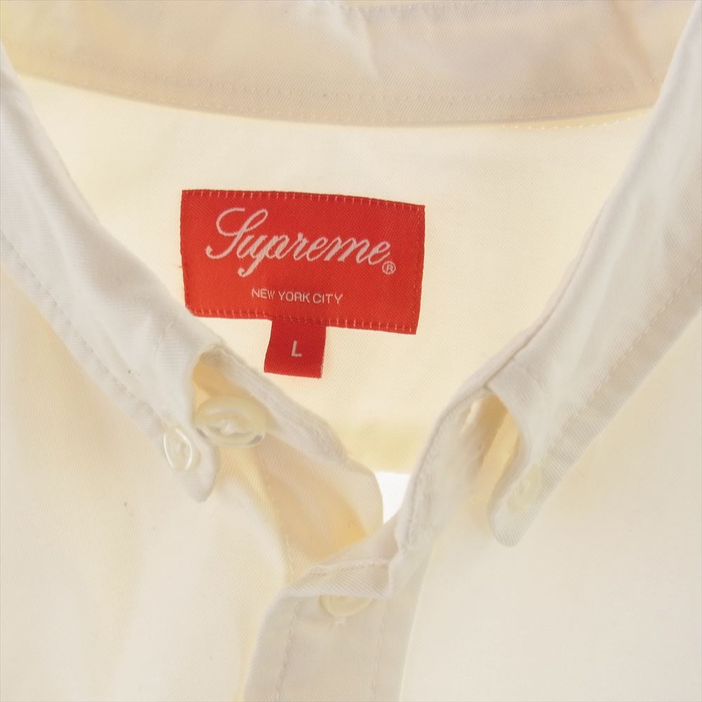 Supreme シュプリーム 22SS Small Box Shirt スモールボックスロゴ ボタンダウン 長袖 シャツ オフホワイト系 L【美品】【中古】