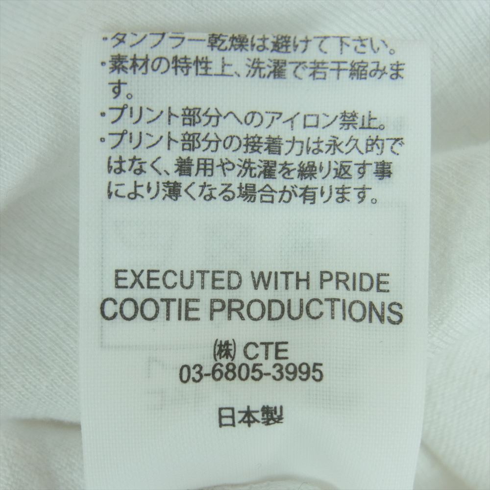 COOTIE クーティー ロゴ プリント 半袖 Tシャツ コットン レーヨン 日本製 ホワイト系 L【中古】