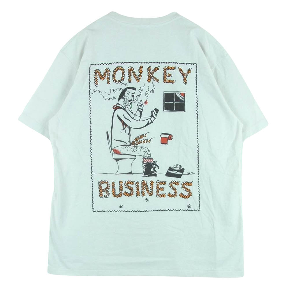 COOTIE クーティー MONKEY BUSINESS バックプリント 半袖 クルーネック Tシャツ コットン 日本製 オフホワイト系 L【中古】