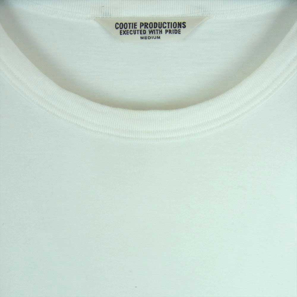 COOTIE クーティー サーマル 袖付 オーバーサイズ ロゴ プリント 長袖 Tシャツ コットン 日本製 ホワイト系 M【中古】