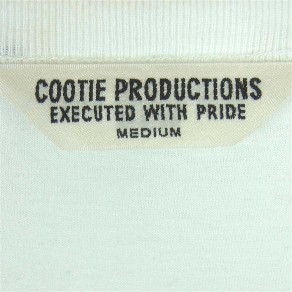COOTIE クーティー サーマル 袖付 オーバーサイズ ロゴ プリント 長袖 Tシャツ コットン 日本製 ホワイト系 M【中古】