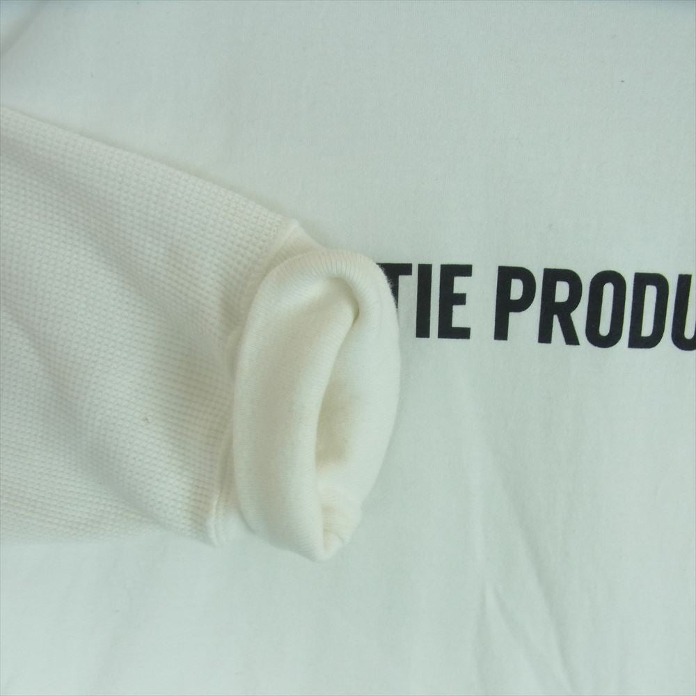 COOTIE クーティー サーマル 袖付 オーバーサイズ ロゴ プリント 長袖 Tシャツ コットン 日本製 ホワイト系 M【中古】