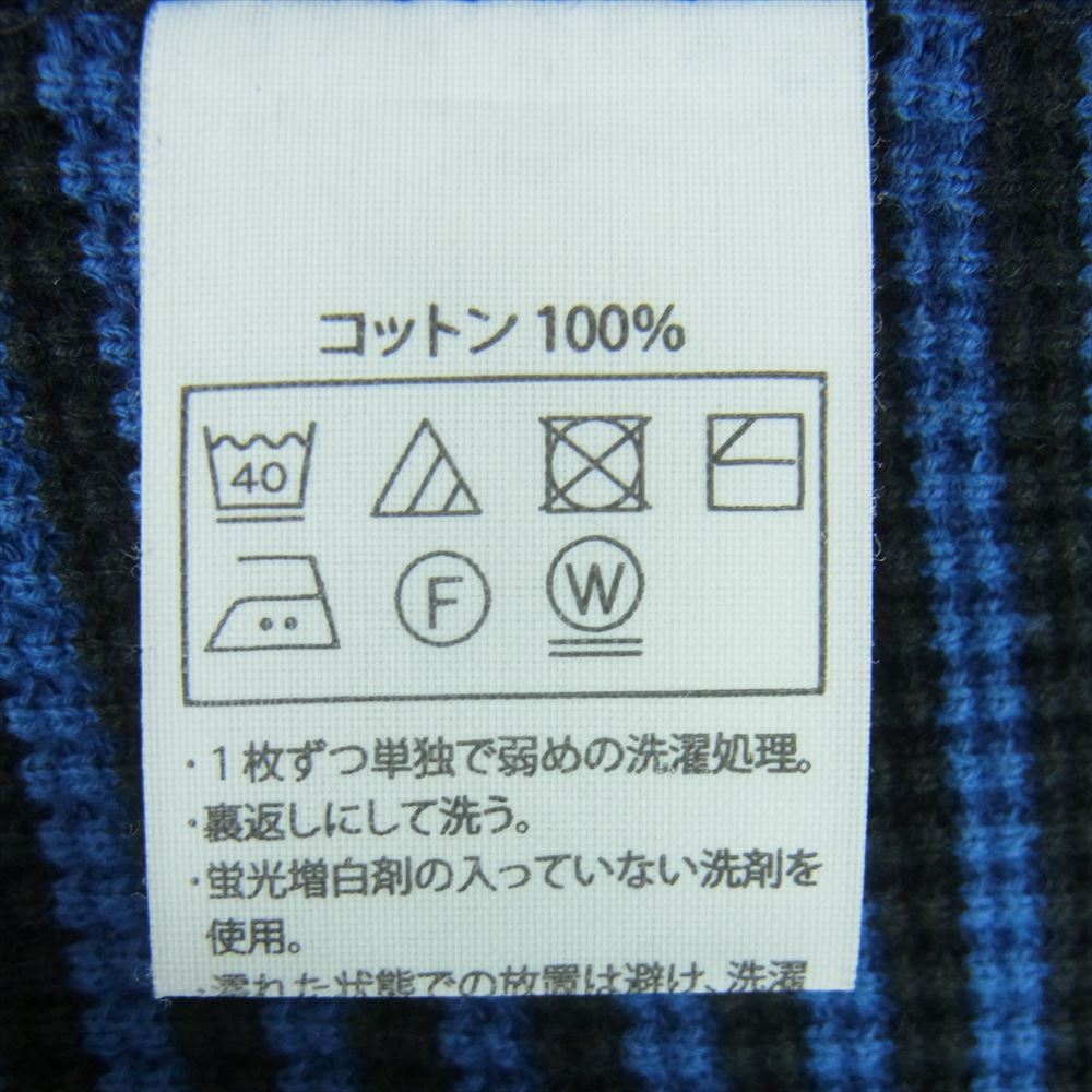 COOTIE クーティー ボーダー ワッフル サーマル 長袖 Tシャツ カットソー コットン 日本製 ブルー系 ブラック系 L【中古】