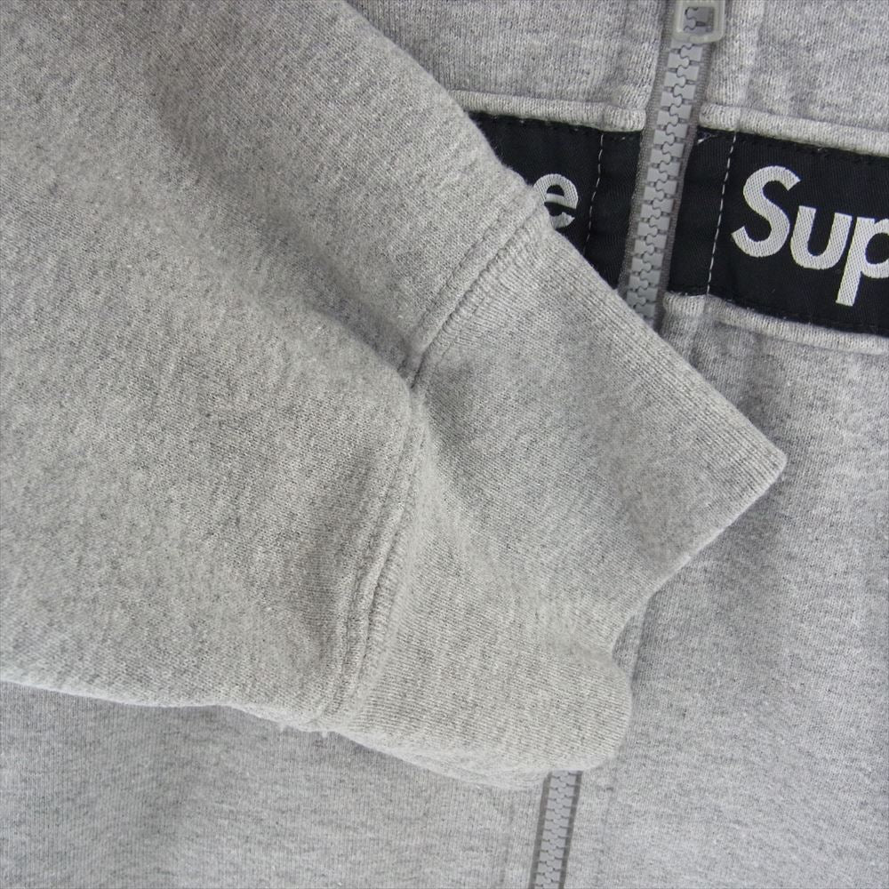 Supreme シュプリーム 19AW Text Stripe Zip Up Hooded Sweatshirt テキスト ストライプ ジップアップ フーディー スウェット パーカー グレー系 XL【中古】