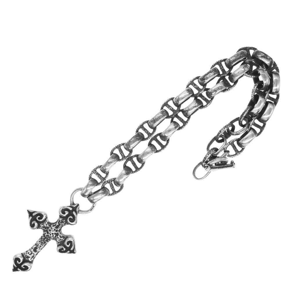 GABOR ガボール Gaboratory International ガボラトリーインターナショナル 4HEART CHISELED SMALL CROSS WITH SMOOTH H.W.O 4ハート チゼルド スモールクロス スムース アンカー ネックレス シルバー系【中古】