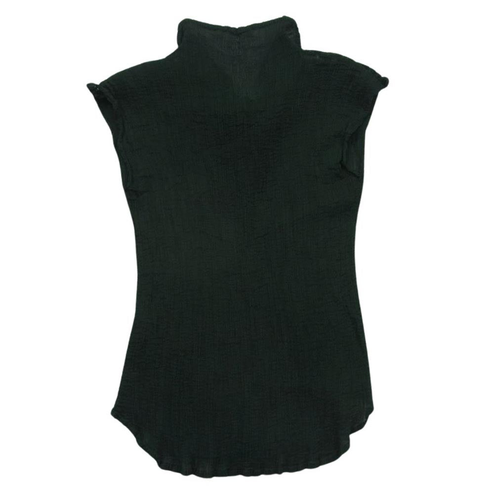 ISSEY MIYAKE イッセイミヤケ MI53FK121 me ミー ノースリーブ シワ加工 リボンデザイン プルオーバ― カットソー ブラウス ダークグリーン系 -【中古】