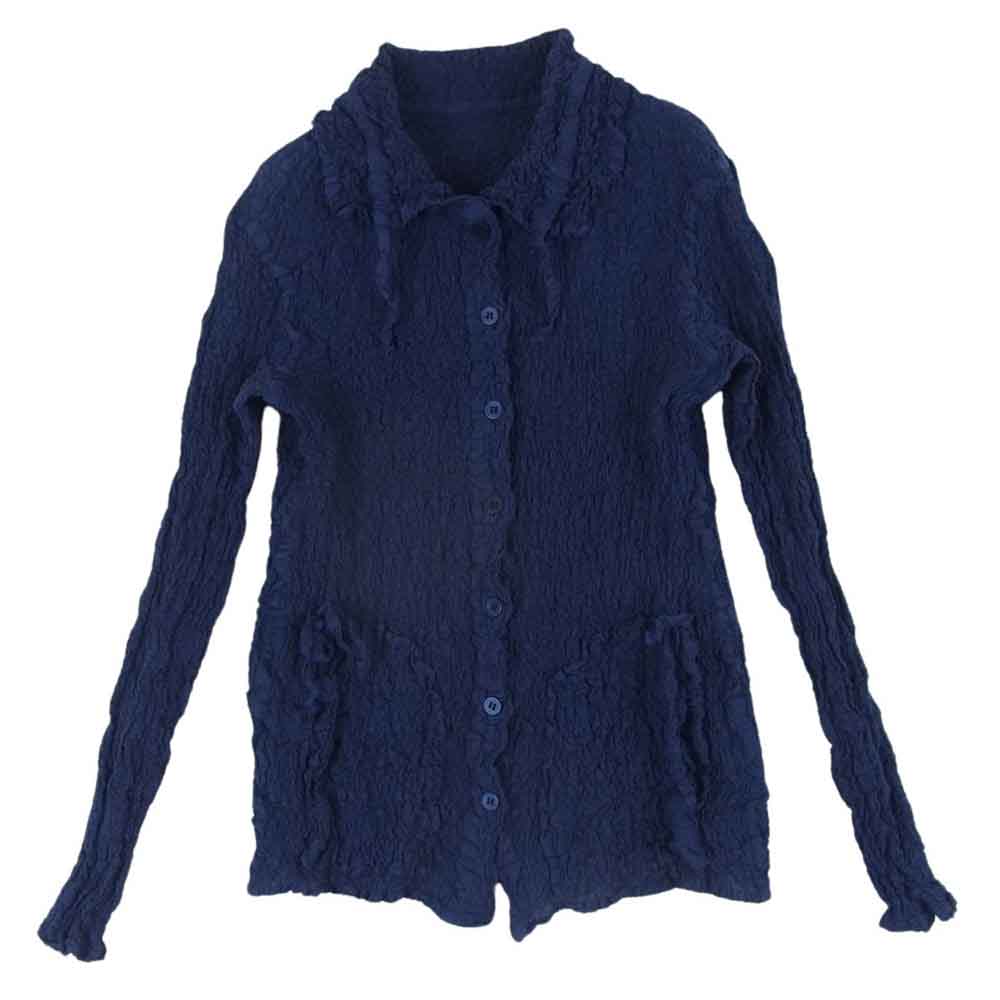 ISSEY MIYAKE イッセイミヤケ MI12FK698 me ミー カリフラワー パラシュート シワ加工 襟付き 長袖 シャツ ブラウス カーディガン パープル系 -【中古】