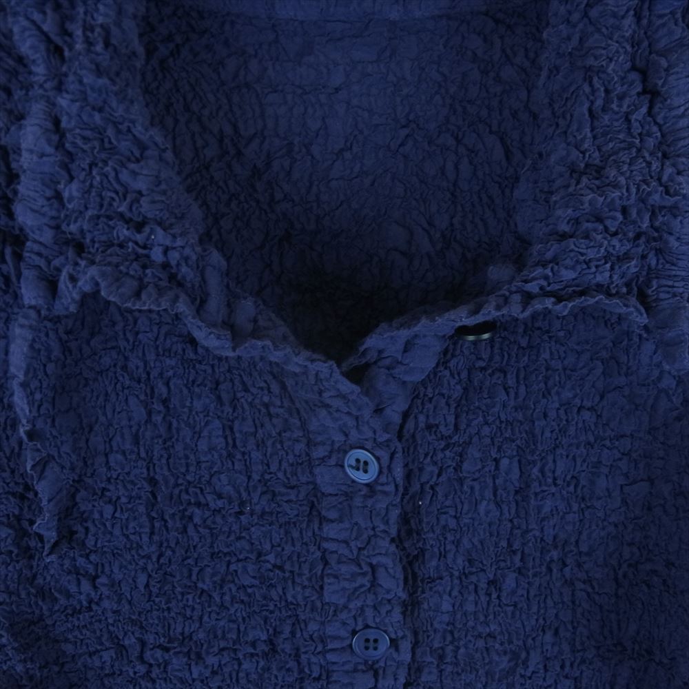 ISSEY MIYAKE イッセイミヤケ MI12FK698 me ミー カリフラワー パラシュート シワ加工 襟付き 長袖 シャツ ブラウス カーディガン パープル系 -【中古】