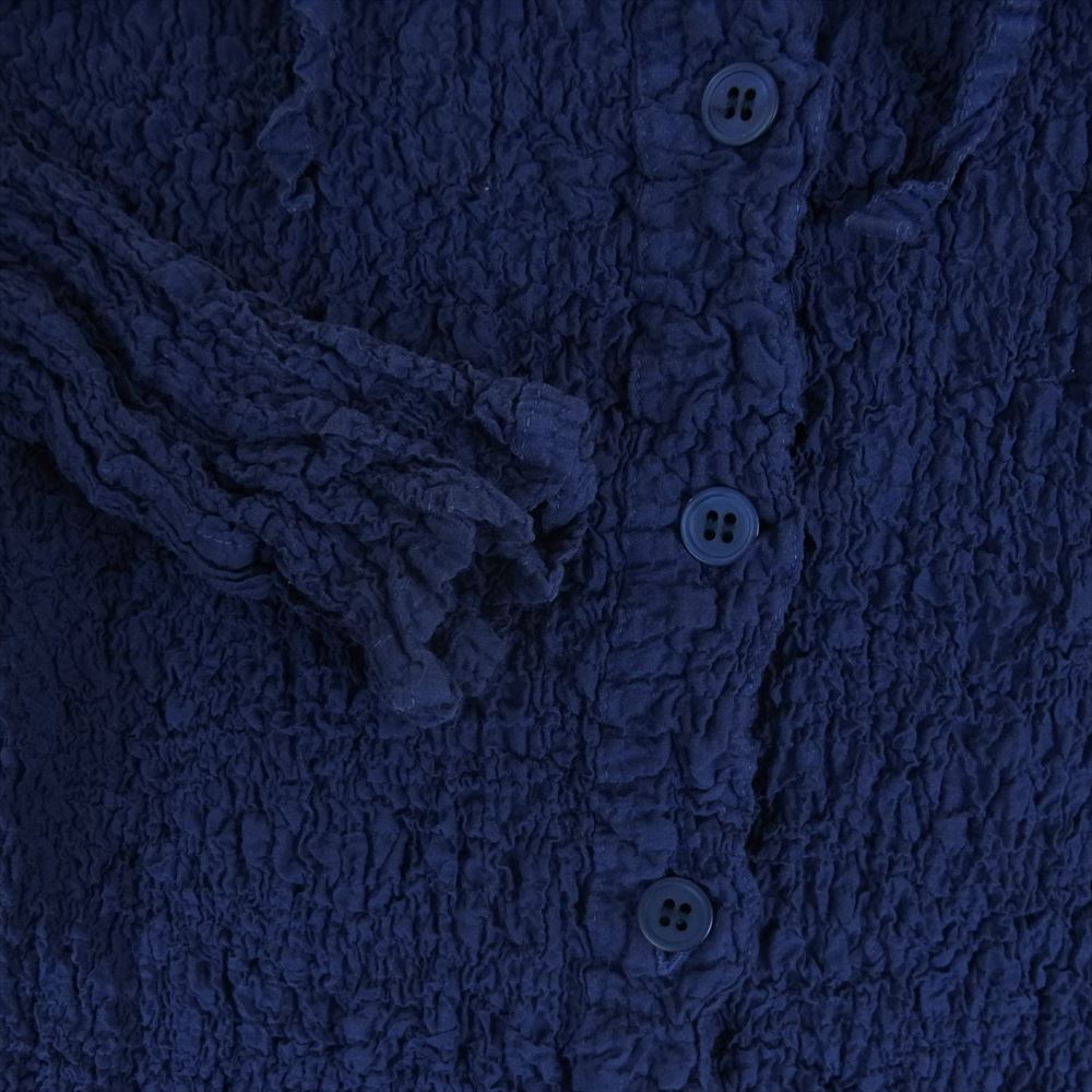 ISSEY MIYAKE イッセイミヤケ MI12FK698 me ミー カリフラワー パラシュート シワ加工 襟付き 長袖 シャツ ブラウス カーディガン パープル系 -【中古】