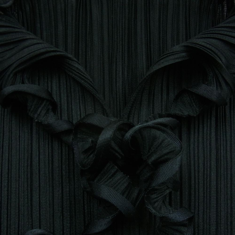 PLEATS PLEASE プリーツプリーズ イッセイミヤケ PP43-JK851 プリーツ加工 襟リボンデザイン ノースリーブ カットソー ブラック系 3【中古】