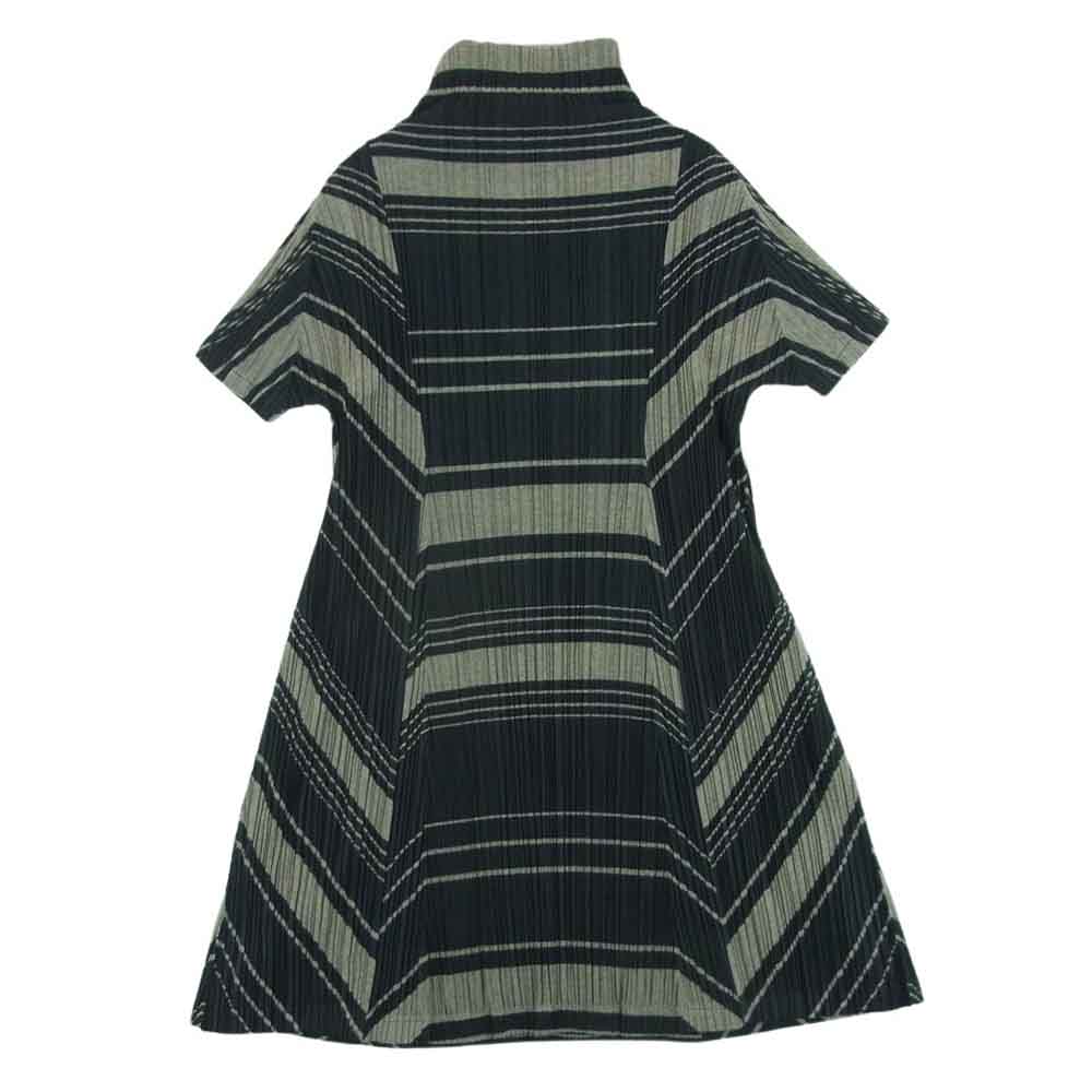 PLEATS PLEASE プリーツプリーズ イッセイミヤケ PP93-JK676 プリーツ加工 幾何学転写 ハイネック ボトルネック 半袖 ワンピース グレー系 3【中古】