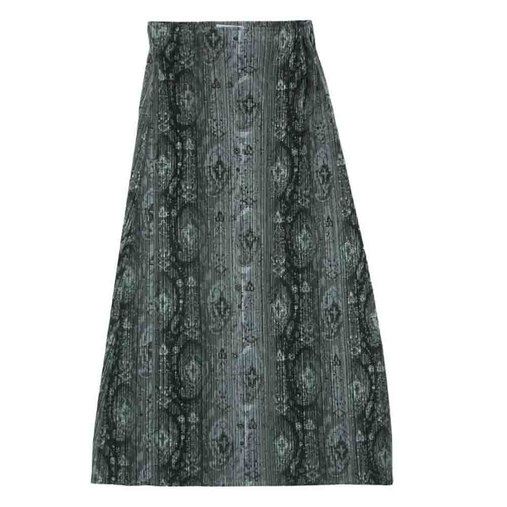 PLEATS PLEASE プリーツプリーズ イッセイミヤケ PP41-JG883 プリーツ加工 Psychedelic Skirt サイケデリック 総柄転写 スカート グレー系 グリーン系 1【中古】