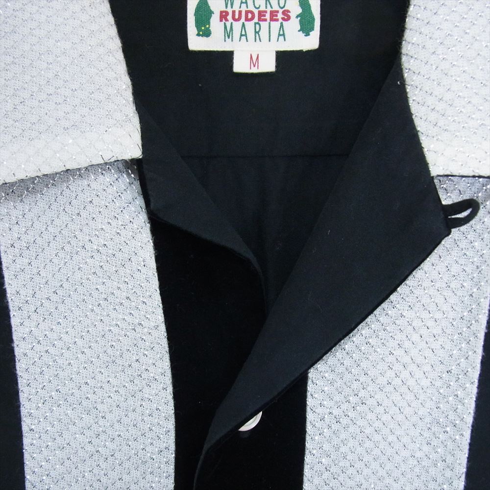 WACKO MARIA ワコマリア レーヨン ベロア切り返し シルバーステッチ オープンカラー 長袖 シャツ  ブラック系 M【中古】