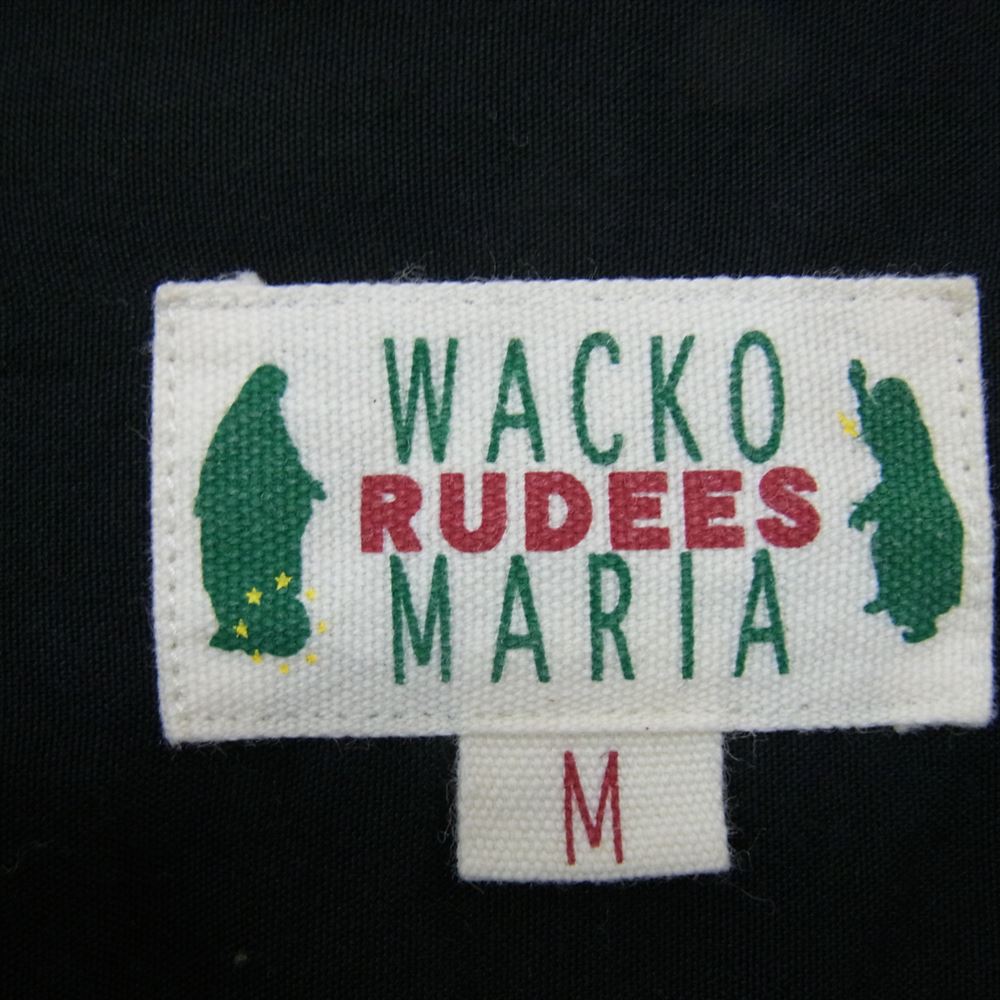 WACKO MARIA ワコマリア レーヨン ベロア切り返し シルバーステッチ オープンカラー 長袖 シャツ  ブラック系 M【中古】