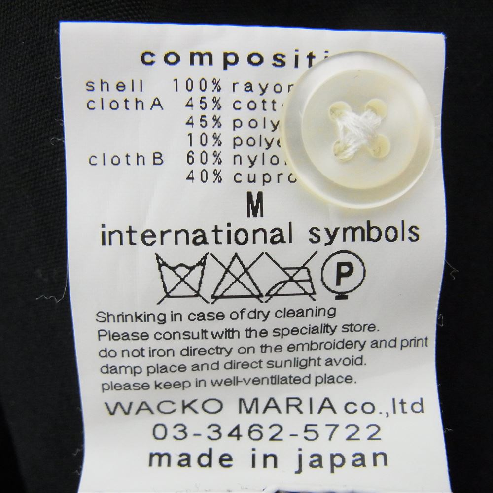 WACKO MARIA ワコマリア レーヨン ベロア切り返し シルバーステッチ オープンカラー 長袖 シャツ  ブラック系 M【中古】